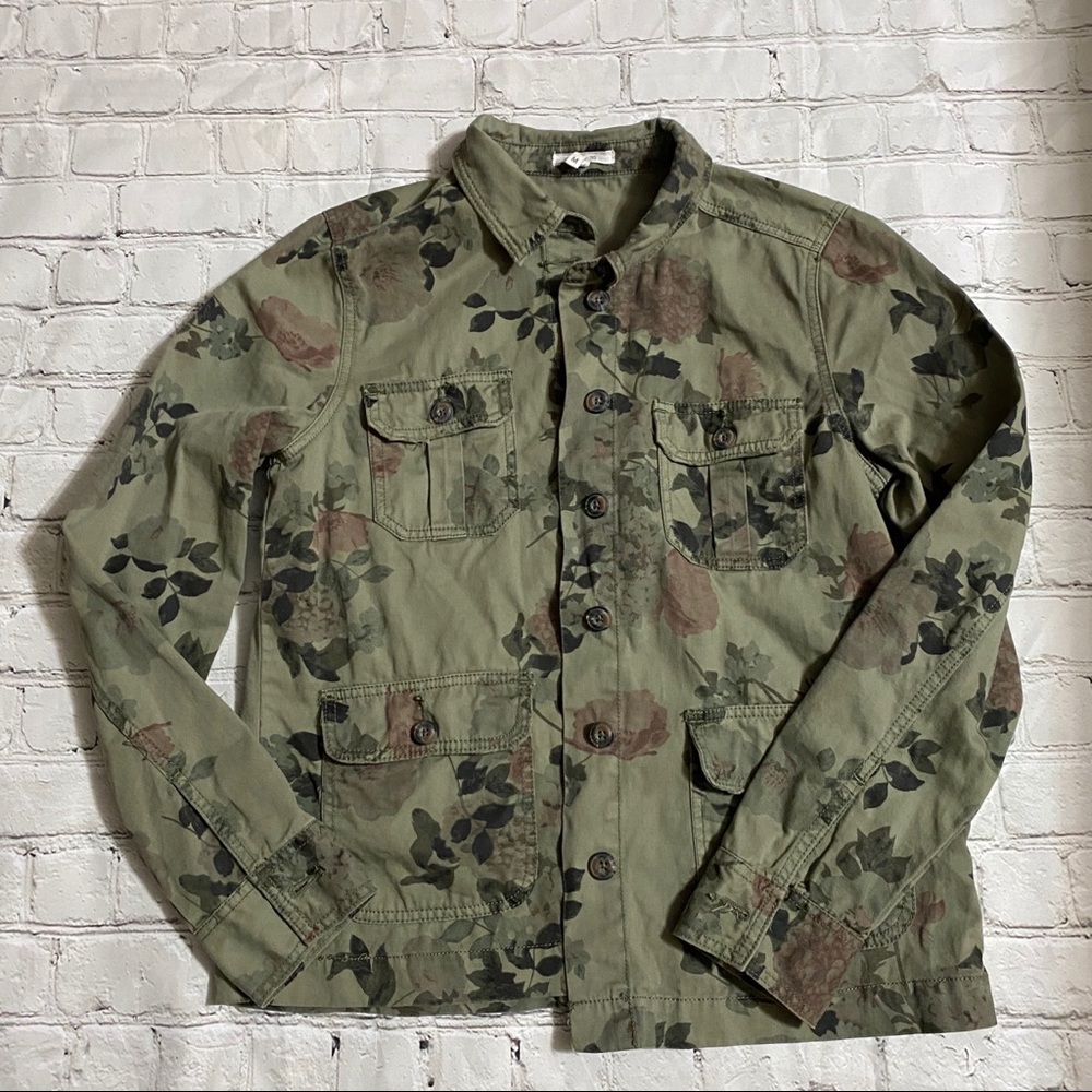 Maurices Floral Button Army Jacket Green  Medium